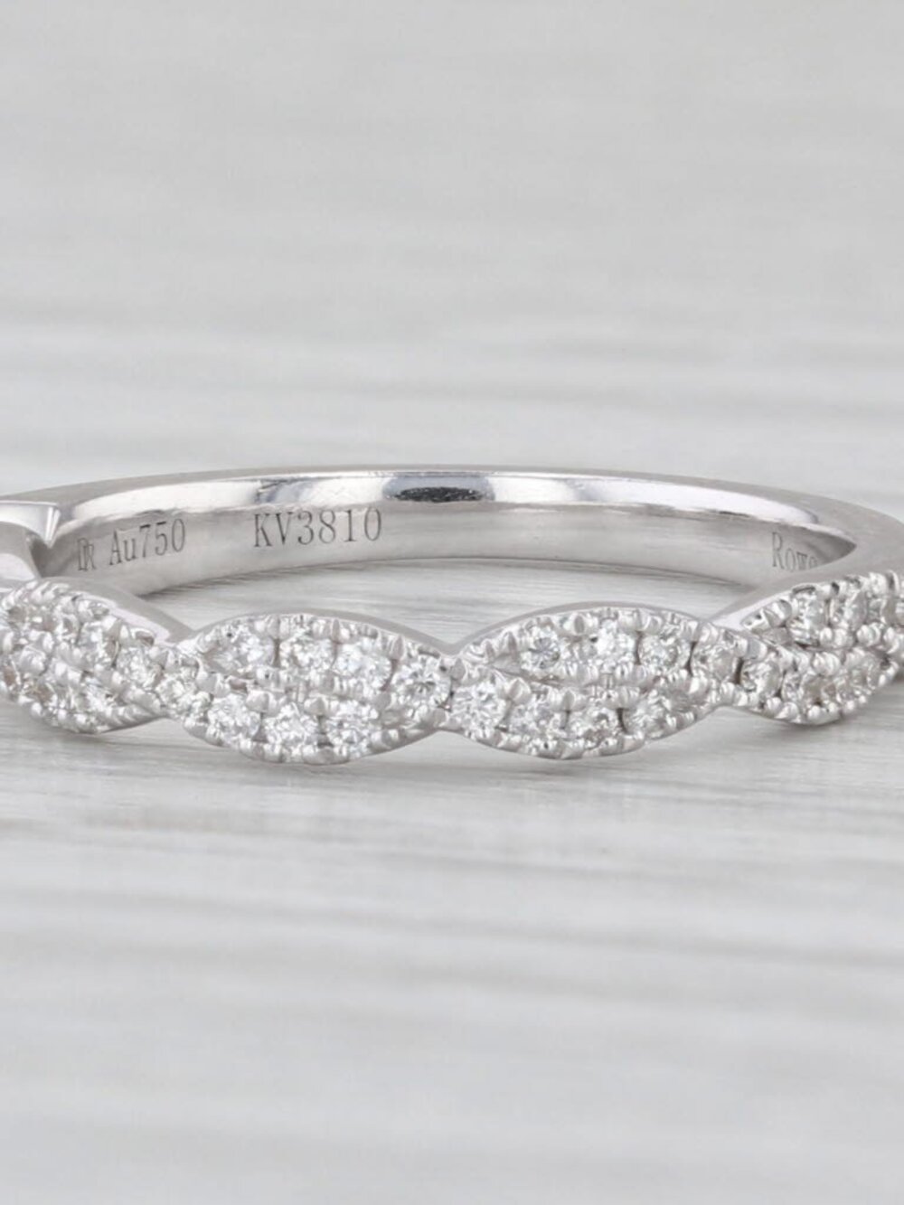 0.24ctw Woven Diamond Stackable Ring 18k White Gold Wedding Band Size 5 Bridal